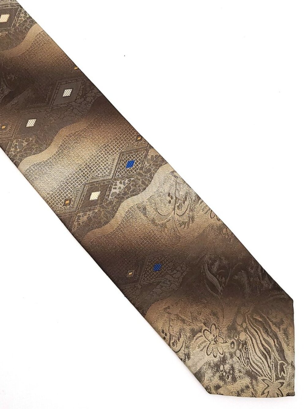 Wembley Brown Abstract Floral & Geometric Accents Polyester Tie Necktie 4 x 57